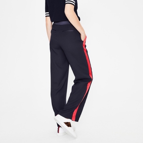 Boden Navy & Red Exeter Wide Leg Pants - Picture 3 of 6